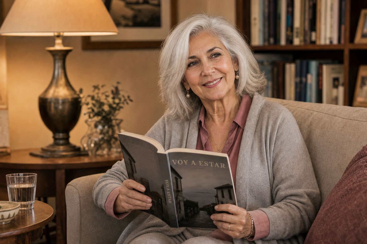 Rosario Lopez leyendo en casa